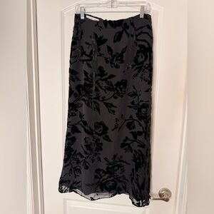 Vintage Dana Buchman Black Floral Burnout Skirt Goth Sheer NWT Size 12